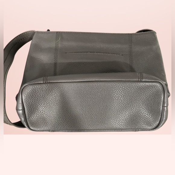 The Sak Pebbled Leather Shoulder Bag Gray Hobo Purse - Picture 3 of 8